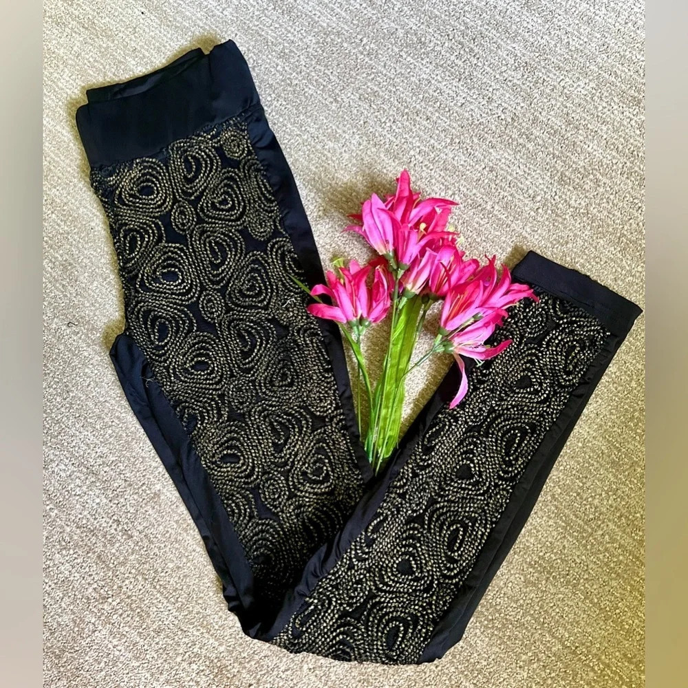 The Classic Beaded Embroidered Leggings - Small
